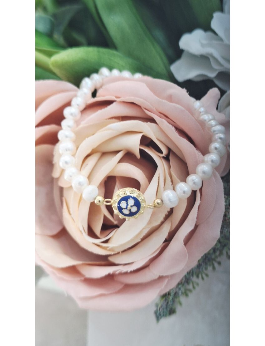 Pulseira Perolas Prata Caramujo