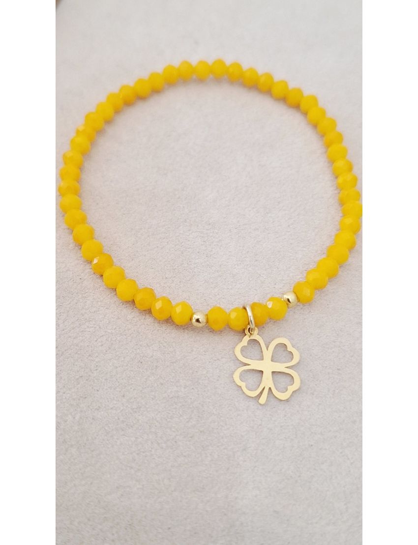 Pulseira Missangas e Prata Amarelo Trevo