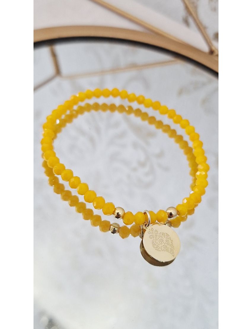 Pulseira Missangas e Prata Amarela Coração de Viana