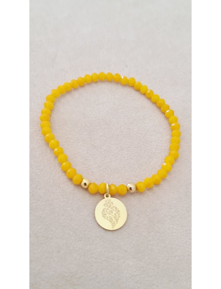 Pulseira Missangas e Prata Amarela Coração de Viana