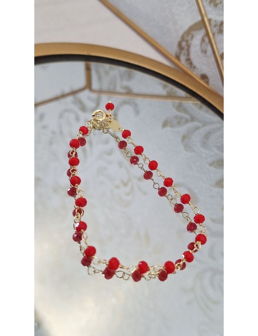 Pulseira Prata e pedras vermelhas