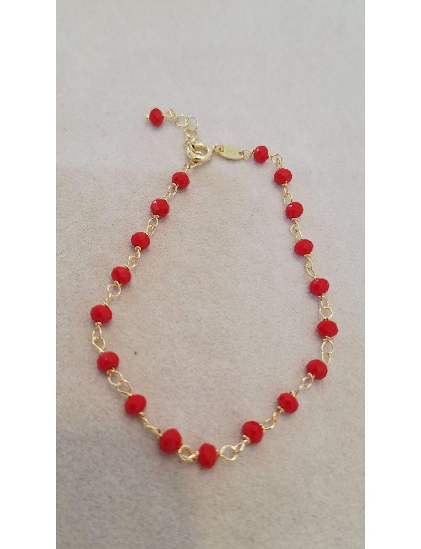 Pulseira Prata e pedras vermelhas