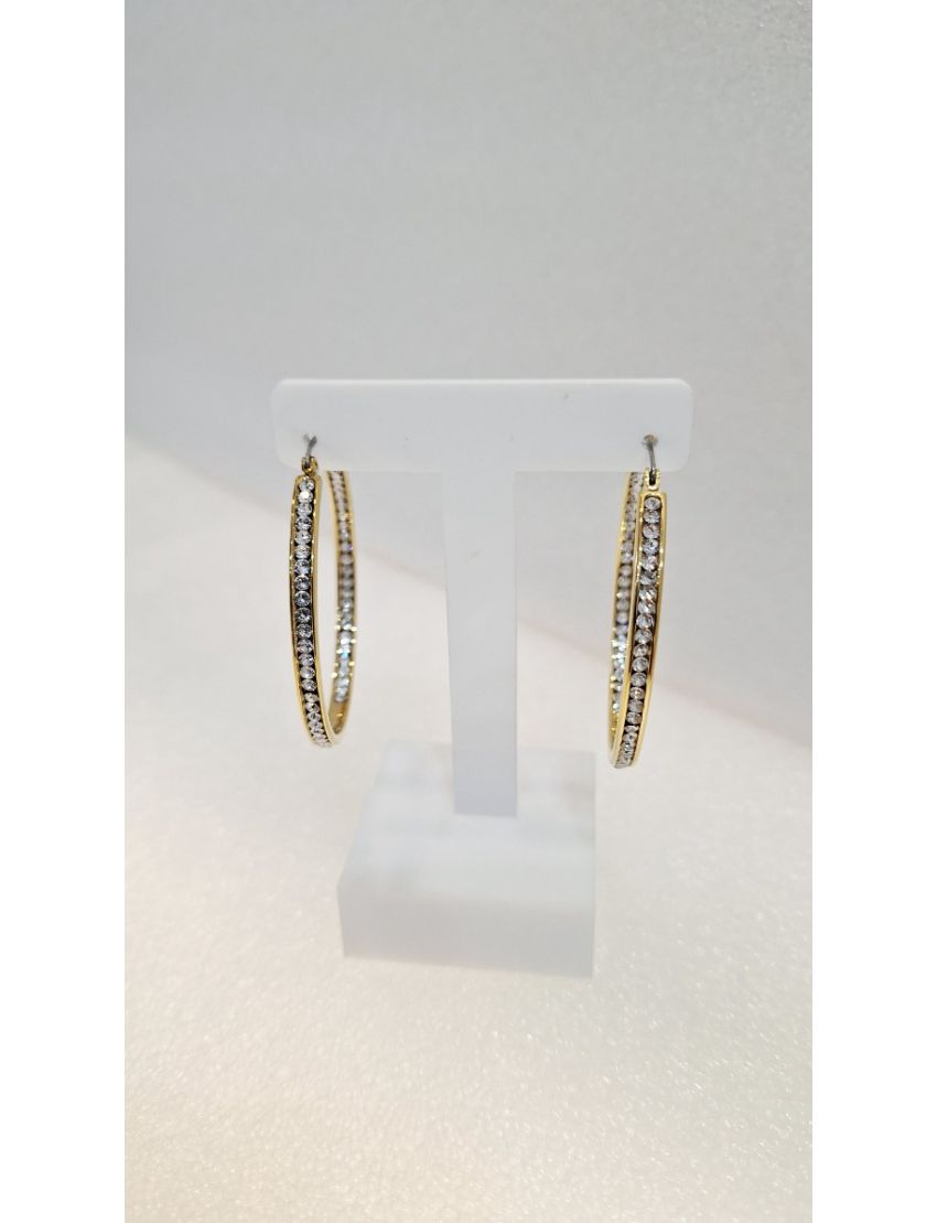 Argolas Aço Lotus c/ Pedras 4cm/D