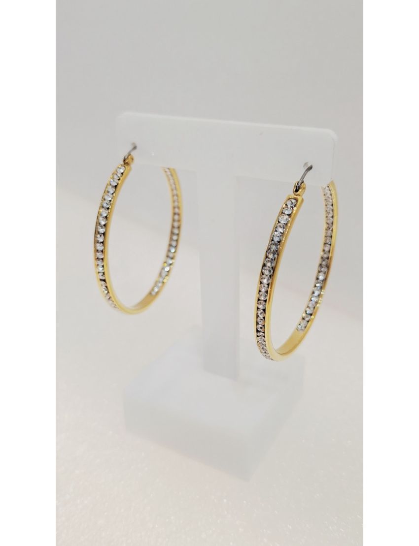 Argolas Aço Lotus c/ Pedras 4cm/D