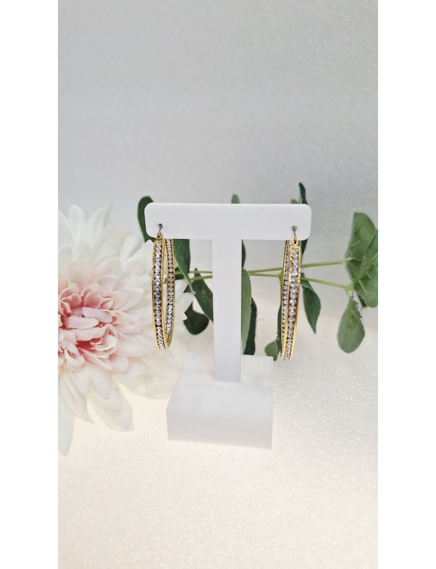 Argolas Aço Lotus c/ Pedras 4cm/D