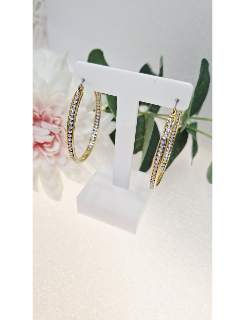 Argolas Aço Lotus c/ Pedras 4cm/D