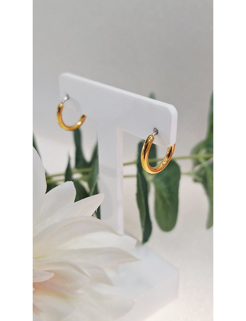 Argolas Aço Dourado Lotus 1cm