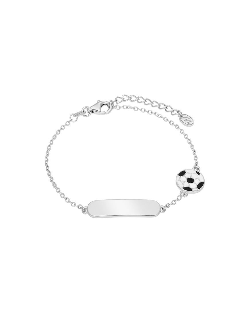 Pulseira Prata Marea com chapa e bola