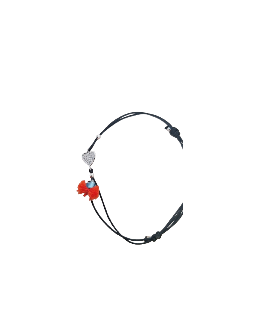 Pulseira Prata e fio coração 2