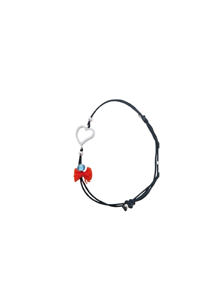 Pulseira Prata e fio coração