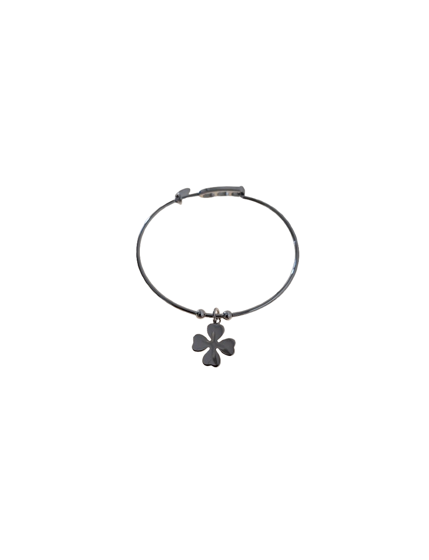 Pulseira Aço Lotus pendente Trevo P.