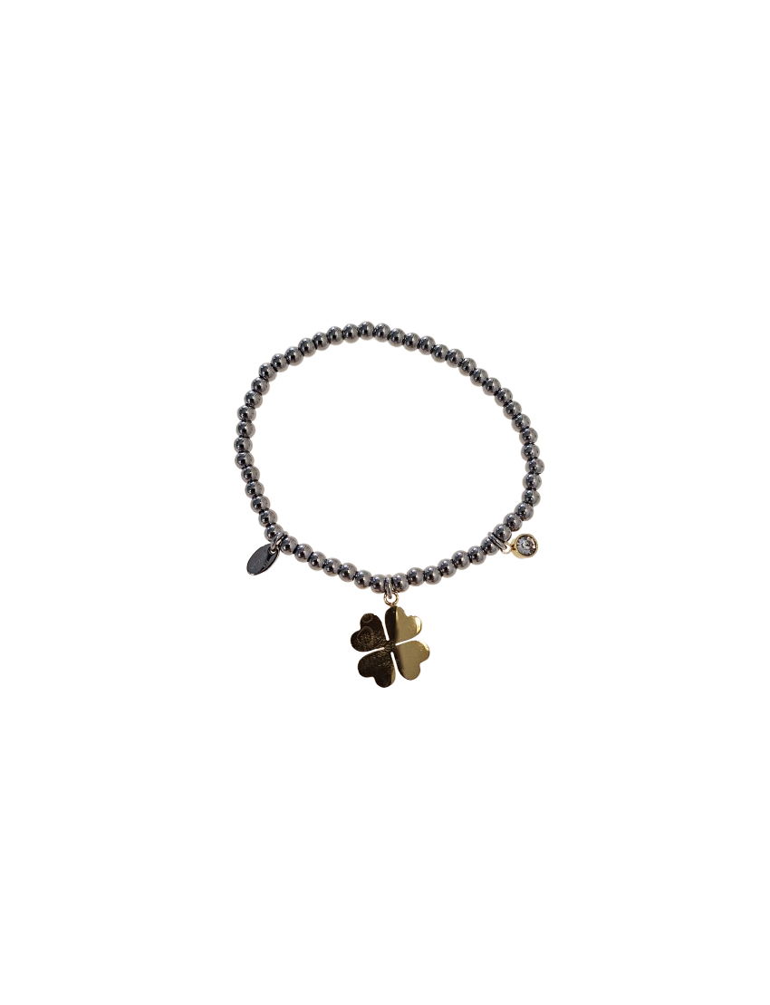 Pulseira Aço Lotus Trevo Bicolor