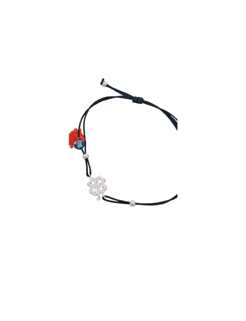 Pulseira Prata e fio Trevo