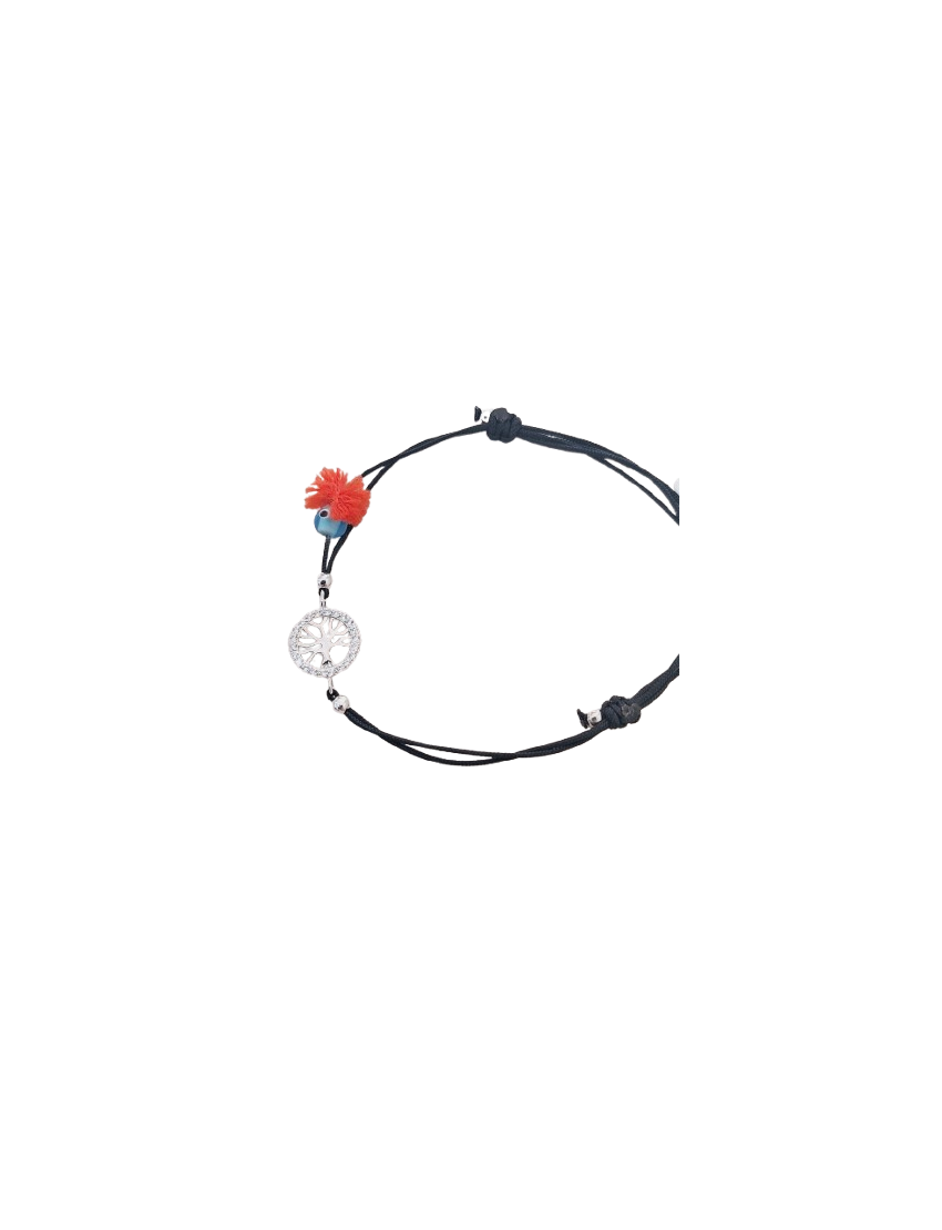 Pulseira Prata e fio Arvore da vida G