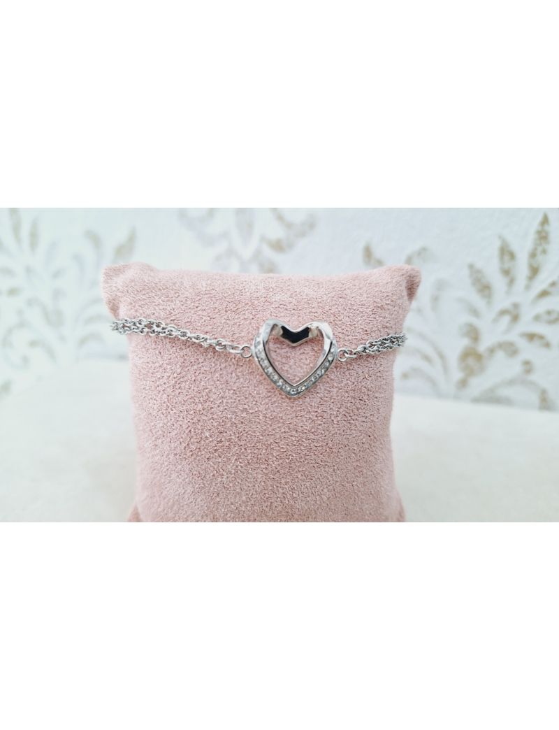 Pulseira Aço Lotus Coração 