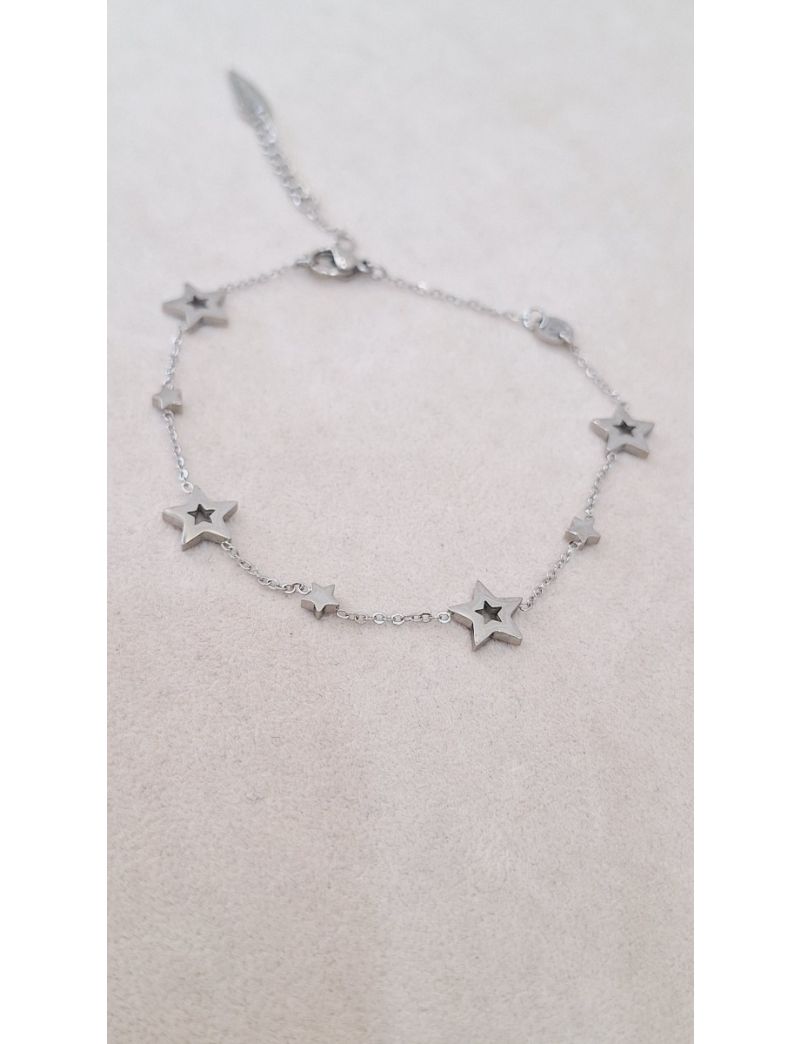 Pulseira Pé Aço Anjewels Estrelas