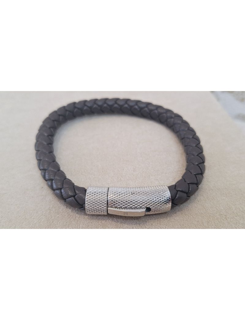 Pulseira Aço e Pele Castanha Radiant