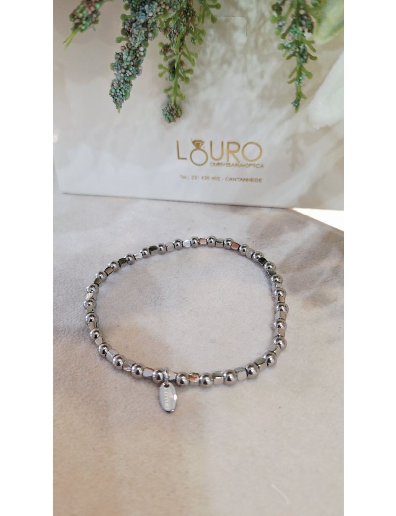 Pulseira Aço Lotus Bolas e Quadrados P