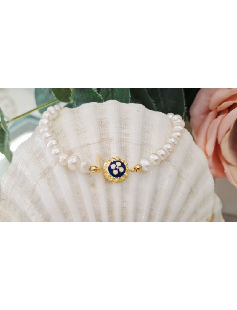 Pulseira Perolas Prata Caramujo