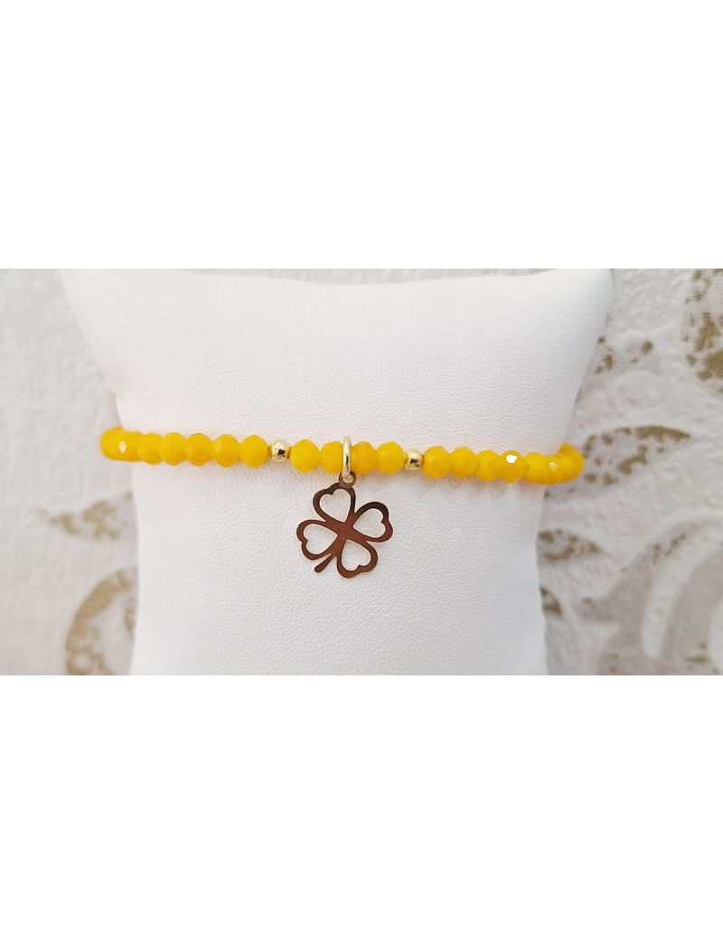 Pulseira Missangas e Prata Amarelo Trevo