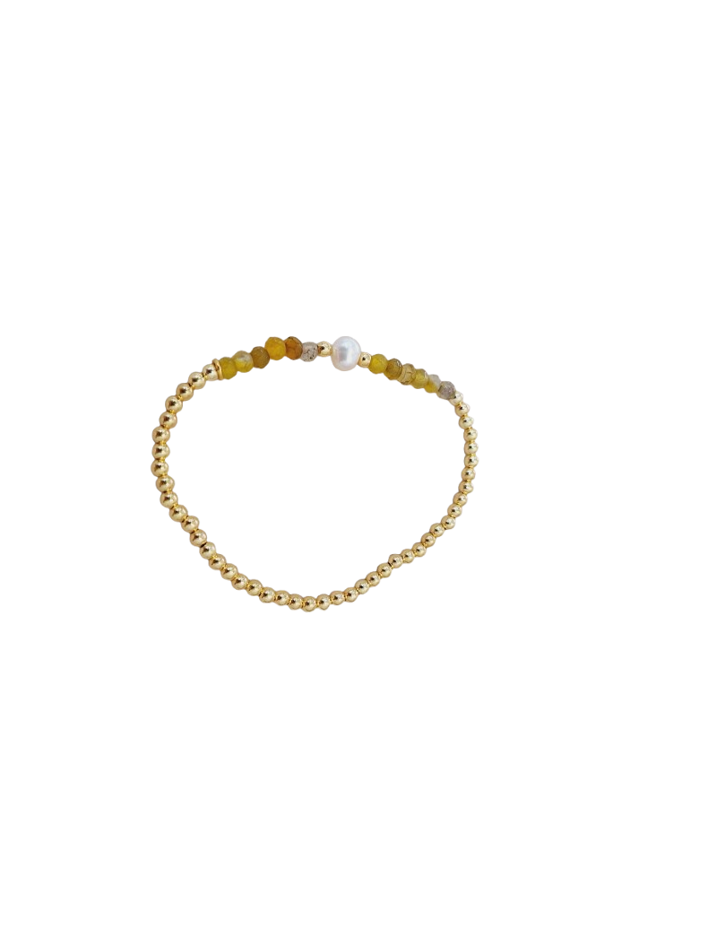 Pulseira Prata, Pérola e Missangas Verde