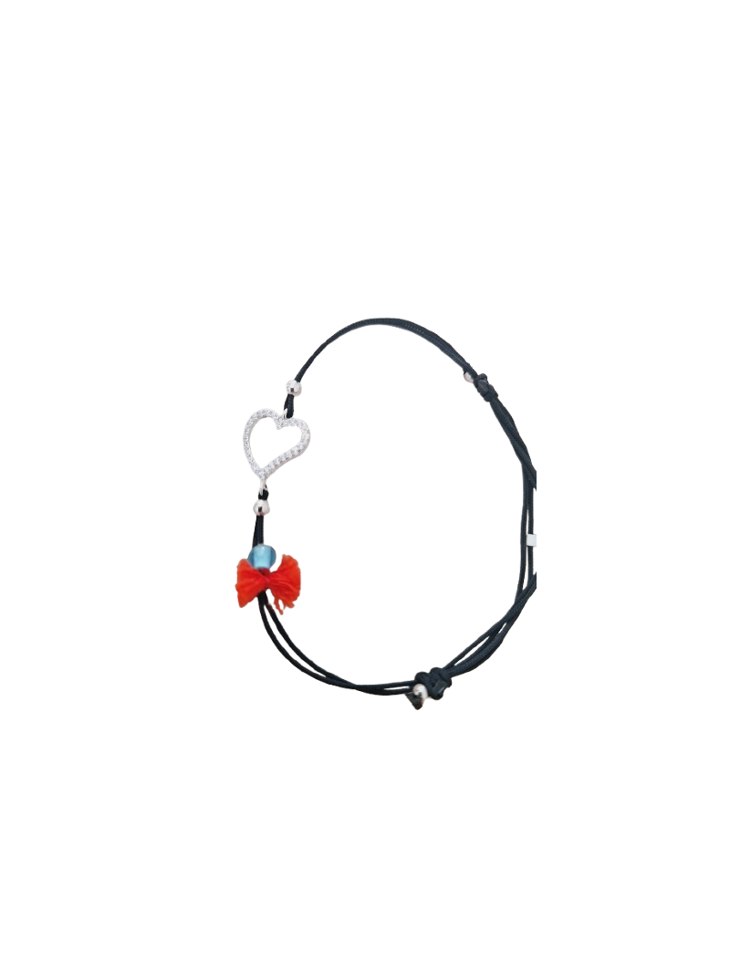 Pulseira Prata e fio coração