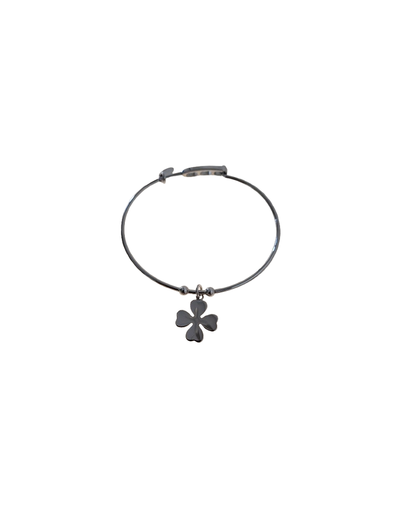 Pulseira Aço Lotus pendente Trevo P.