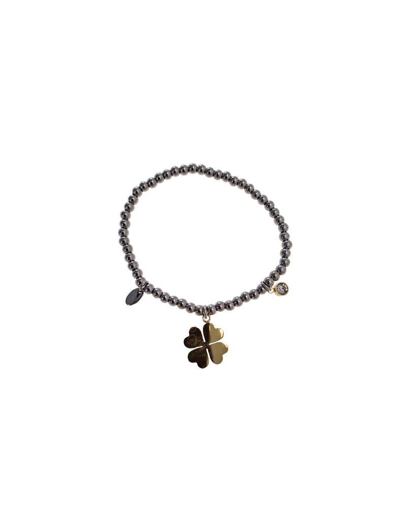 Pulseira Aço Lotus Trevo Bicolor